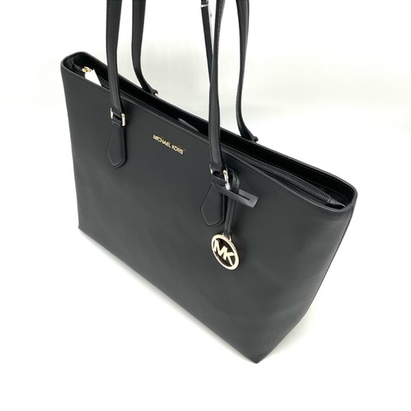 Michael Kors Bag Large Sheila Mf Tote Bag & Large Trifold Wallet Black/Gold - Picture 6 of 14
